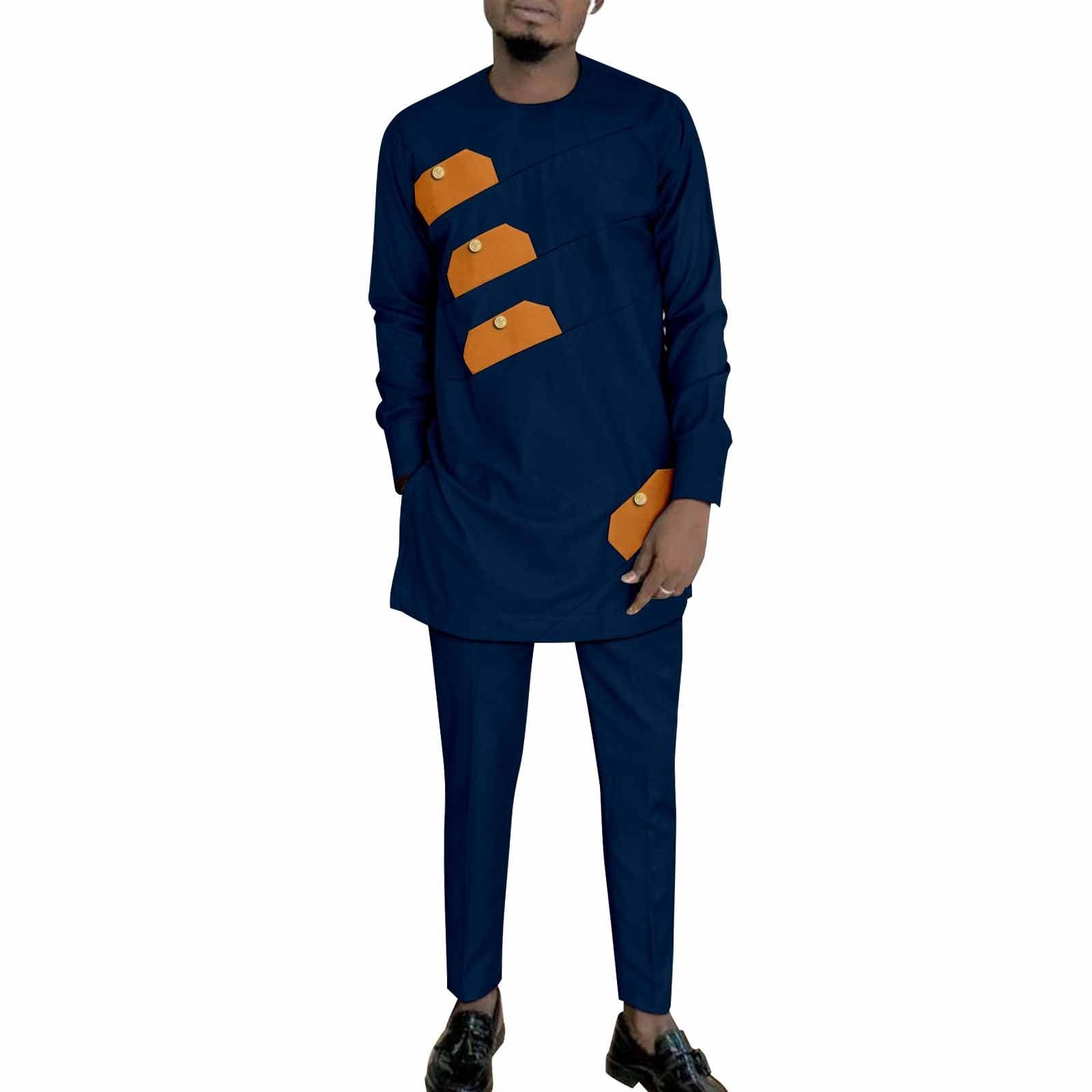 Costume Homme Africain, Costume Africain Bleu. Vêtements pour hommes  nigérians. -  France