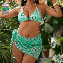 Ensemble bikini trois pièces à motif : séchage rapide et style irrésistible